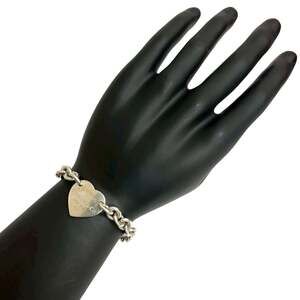 TIFFANY Authentic Silver Heart Charm Bracelet